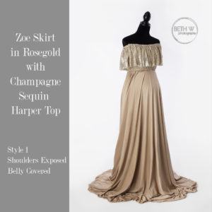 Zoe Skirt  in Rosegold with Champagne Sequin Harper Top