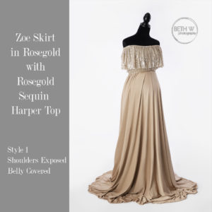 Zoe Skirt  in Rosegold with Rosegold Sequin Harper Top