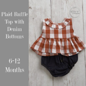 Plaid Ruffle Top with Denim Bottom in 6-12 Months