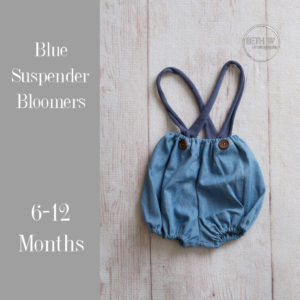 Blue Suspender Bloomers in 6-12 Months