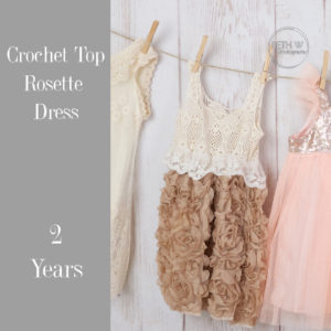 Crochet Top Rosette Dress in 2 Years