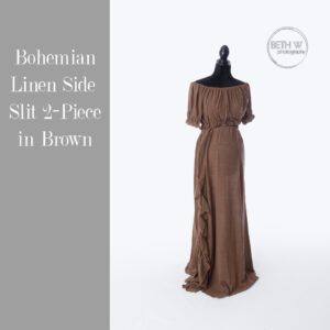 Bohemian Linen Side Slit 2-Piece in Brown