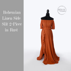 Bohemian Linen Side Slit 2-Piece in Rust
