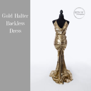 Gold Halter Backless Dress