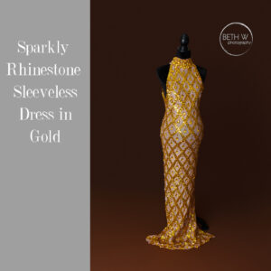 Sparkly Rhinestone Sleeveless Dress in Gold