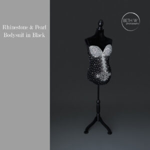 Rhinestone and Pearl Bodysuit in Black