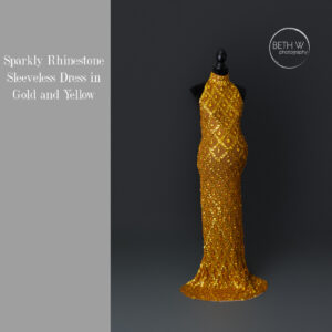 Sparkly Rhinestone Sleeveless Dress in Gold and Yellow