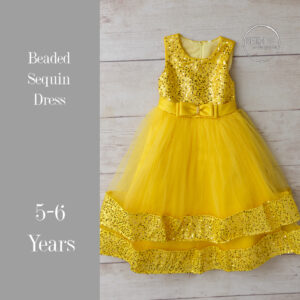 Yellow and Gold Beaded Sequin Dress in 5-6 Years
