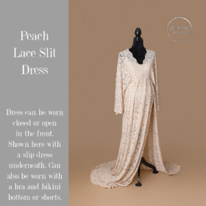 Peach Lace Slit Dress