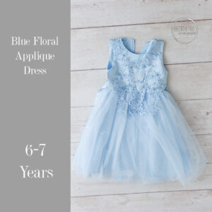 Blue Floral Applique Dress in 6-7 Years