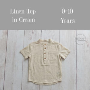 Linen Short Sleeve Shirt in Cream in 9-10 Years